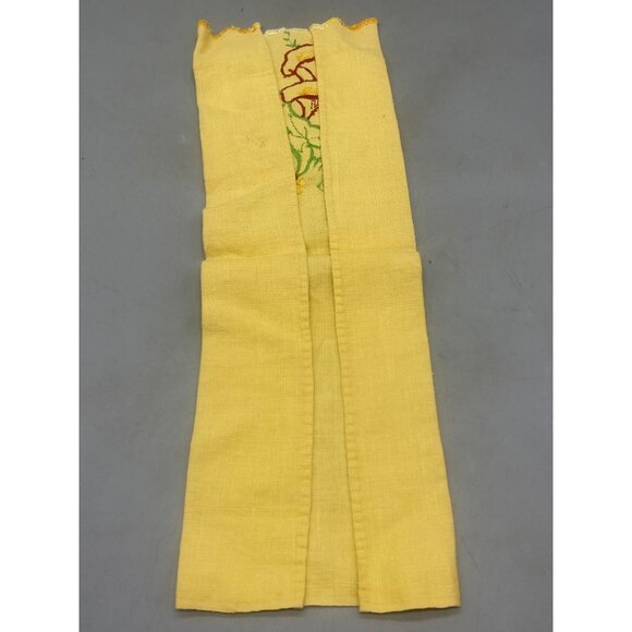 vintage handmade lining stitched floral yellow red towel 16x10" ruffle READ - Picture 2 of 4